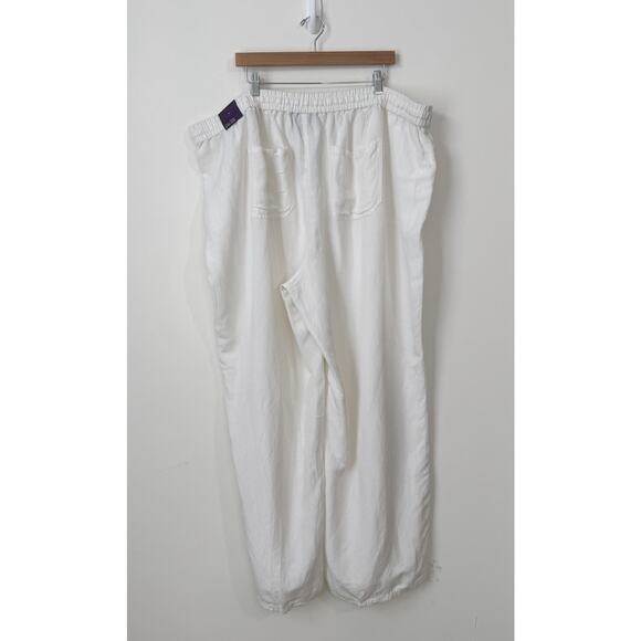 NWT Lane Bryant Linen Blend Wide Leg Pants Plus Size 26/28 White Drawstrings - Picture 7 of 13